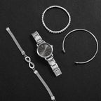 4PCS/Set Fashion Arabic Dial Women Quartz Watch Casual Ladies Wristwatch Rhinestone Bracelets Set Reloj Mujer (Without Box) - VibraStore