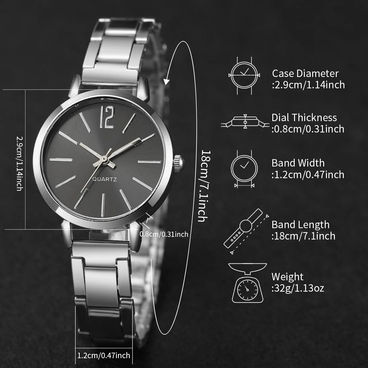 4PCS/Set Fashion Arabic Dial Women Quartz Watch Casual Ladies Wristwatch Rhinestone Bracelets Set Reloj Mujer (Without Box) - VibraStore