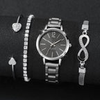 4PCS/Set Fashion Arabic Dial Women Quartz Watch Casual Ladies Wristwatch Rhinestone Bracelets Set Reloj Mujer (Without Box) - VibraStore