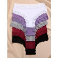 5 unids/set de bragas de algodón para mujer, ropa interior íntima de encaje Floral, bragas de encaje de retales a la moda, calzoncillos suaves para mujer, lencería S - XL - VibraStore