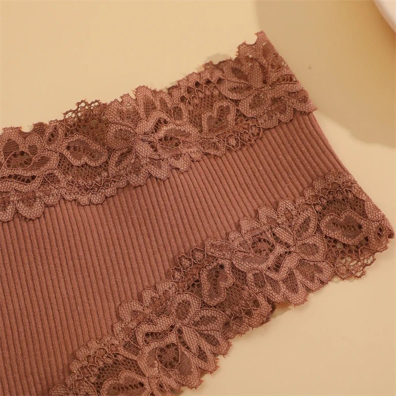 5 unids/set de bragas de algodón para mujer, ropa interior íntima de encaje Floral, bragas de encaje de retales a la moda, calzoncillos suaves para mujer, lencería S - XL - VibraStore