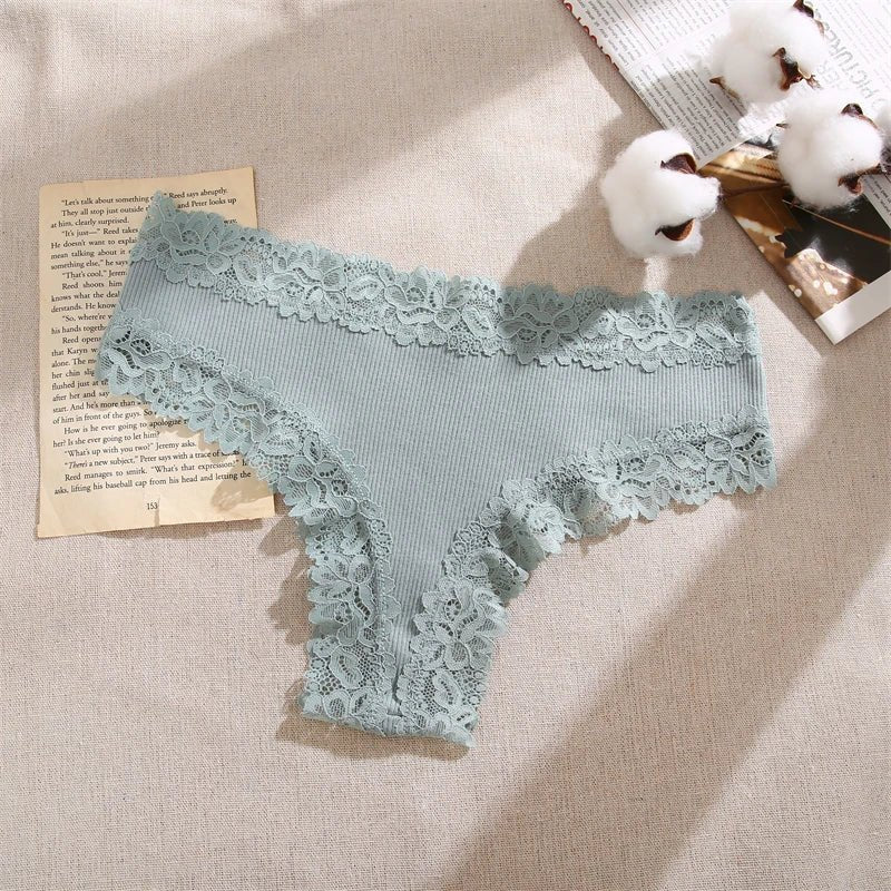 5 unids/set de bragas de algodón para mujer, ropa interior íntima de encaje Floral, bragas de encaje de retales a la moda, calzoncillos suaves para mujer, lencería S - XL - VibraStore