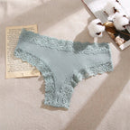 5 unids/set de bragas de algodón para mujer, ropa interior íntima de encaje Floral, bragas de encaje de retales a la moda, calzoncillos suaves para mujer, lencería S - XL - VibraStore
