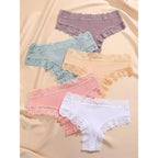 5 unids/set de bragas de algodón para mujer, ropa interior íntima de encaje Floral, bragas de encaje de retales a la moda, calzoncillos suaves para mujer, lencería S - XL - VibraStore