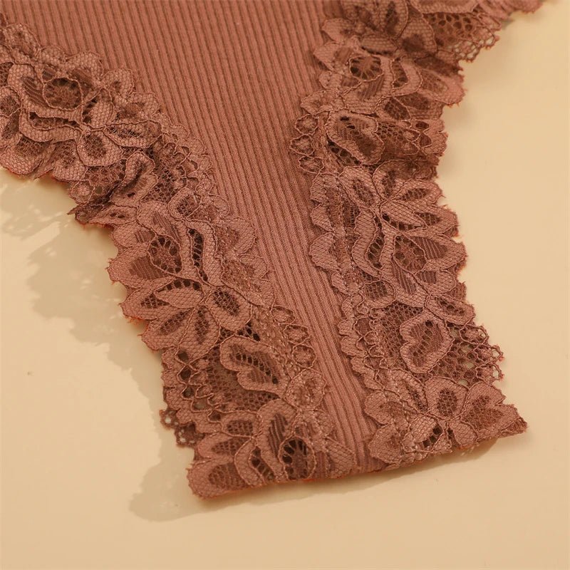 5 unids/set de bragas de algodón para mujer, ropa interior íntima de encaje Floral, bragas de encaje de retales a la moda, calzoncillos suaves para mujer, lencería S - XL - VibraStore