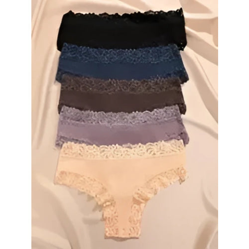 5 unids/set de bragas de algodón para mujer, ropa interior íntima de encaje Floral, bragas de encaje de retales a la moda, calzoncillos suaves para mujer, lencería S - XL - VibraStore