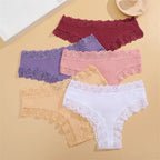 5 unids/set de bragas de algodón para mujer, ropa interior íntima de encaje Floral, bragas de encaje de retales a la moda, calzoncillos suaves para mujer, lencería S - XL - VibraStore
