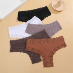 5 unids/set de bragas de algodón para mujer, ropa interior íntima de encaje Floral, bragas de encaje de retales a la moda, calzoncillos suaves para mujer, lencería S - XL - VibraStore