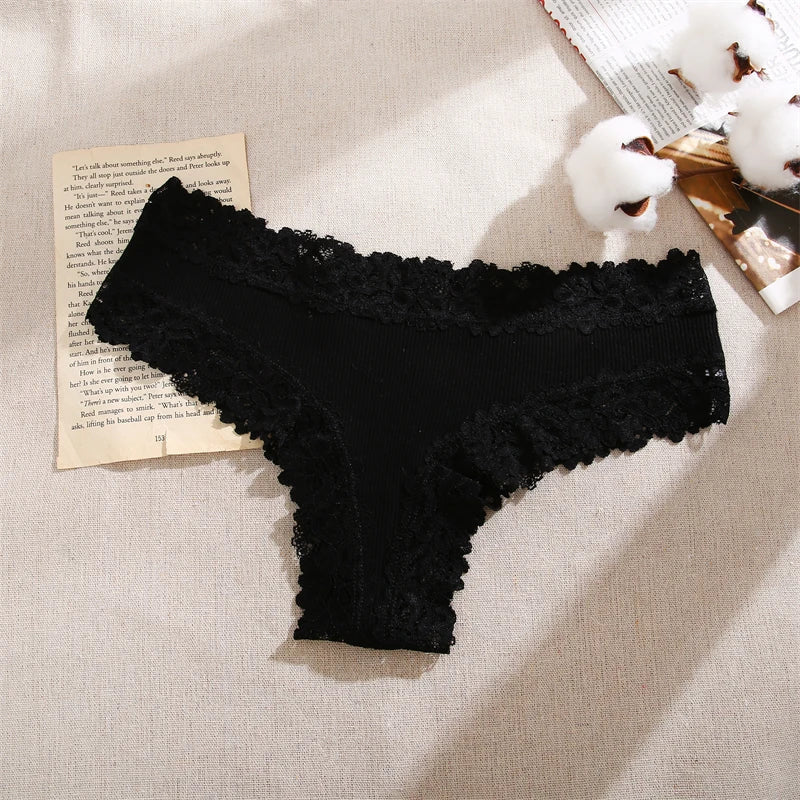 5 unids/set de bragas de algodón para mujer, ropa interior íntima de encaje Floral, bragas de encaje de retales a la moda, calzoncillos suaves para mujer, lencería S - XL - VibraStore
