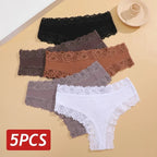 5 unids/set de bragas de algodón sin costuras de encaje para mujer, pantalones brasileños sexis, ropa interior transpirable acanalada para niñas, lencería suave de talla grande S - XL - VibraStore
