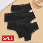 5 unids/set de bragas de algodón sin costuras de encaje para mujer, pantalones brasileños sexis, ropa interior transpirable acanalada para niñas, lencería suave de talla grande S - XL - VibraStore