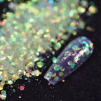 50 g/bolsa de lentejuelas hexagonales mixtas para uñas, copos holográficos gruesos para maquillaje corporal/ojos/cara, decoraciones de manicura brillantes * & - VibraStore