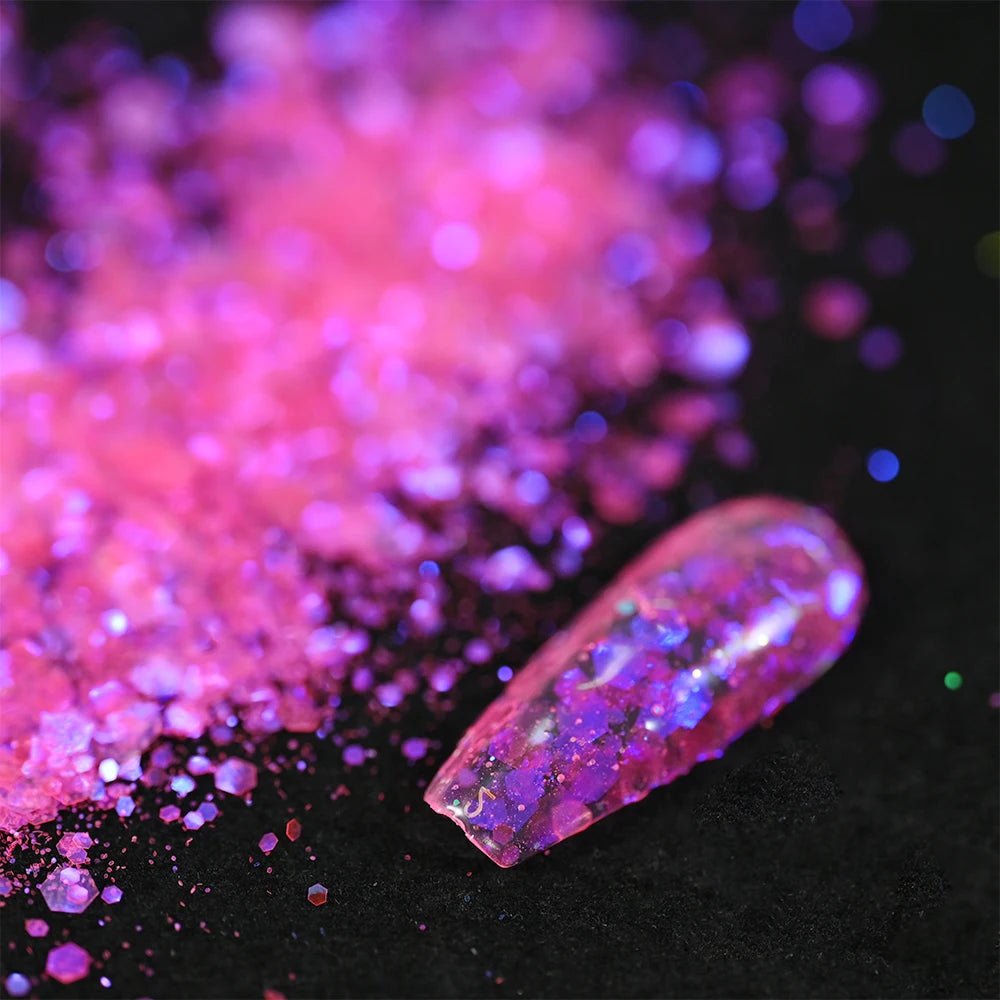 50 g/bolsa de lentejuelas hexagonales mixtas para uñas, copos holográficos gruesos para maquillaje corporal/ojos/cara, decoraciones de manicura brillantes * & - VibraStore