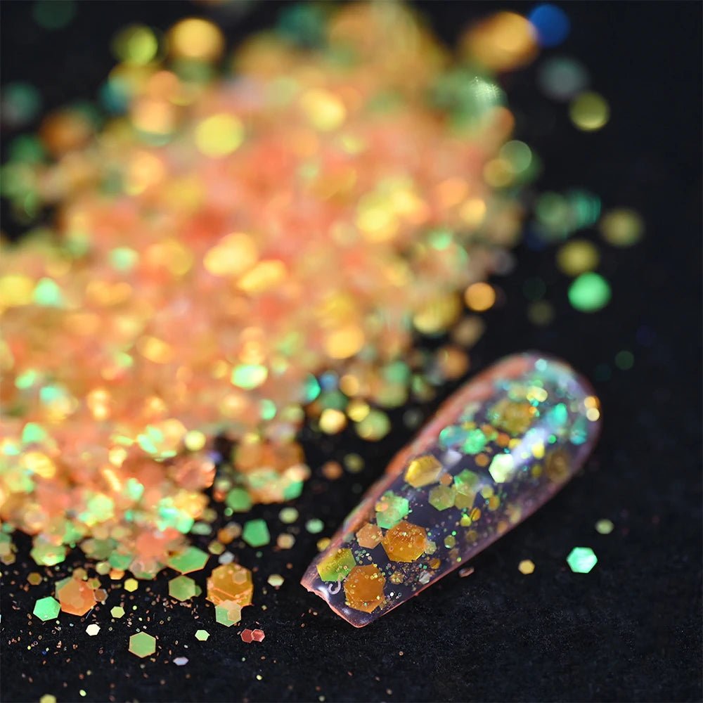 50 g/bolsa de lentejuelas hexagonales mixtas para uñas, copos holográficos gruesos para maquillaje corporal/ojos/cara, decoraciones de manicura brillantes * & - VibraStore