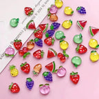 50 Uds. De dijes 3D para uñas de fresa roja dulce, cereza, sandía, mezcla de resina Kawaii, decoración artística de uñas, adorno de parte posterior plana, joyería * - VibraStore