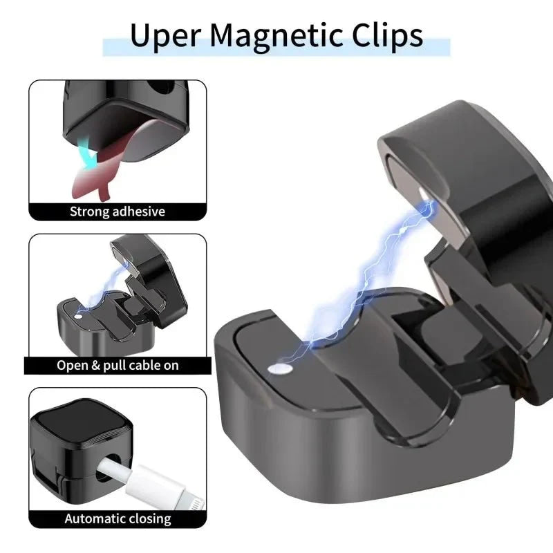 5/10 PCS Magnetic Cable Clips Cable Smooth Adjustable Cord Holder Under Desk Cable Management Wire Keeper Cable Organizer Holder - VibraStore