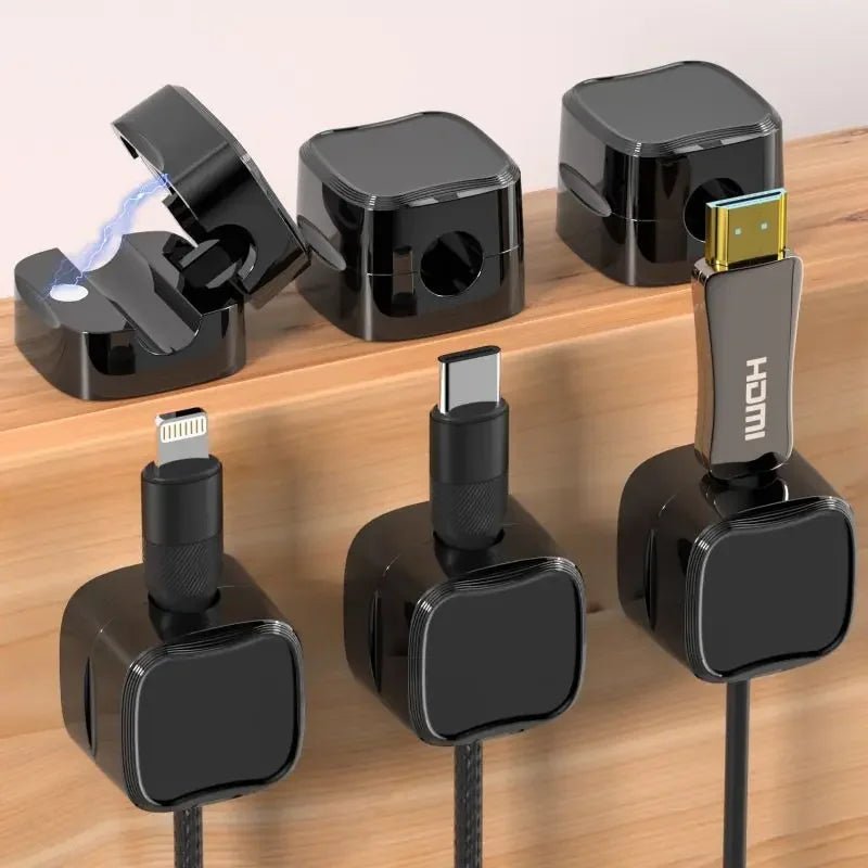 5/10 PCS Magnetic Cable Clips Cable Smooth Adjustable Cord Holder Under Desk Cable Management Wire Keeper Cable Organizer Holder - VibraStore