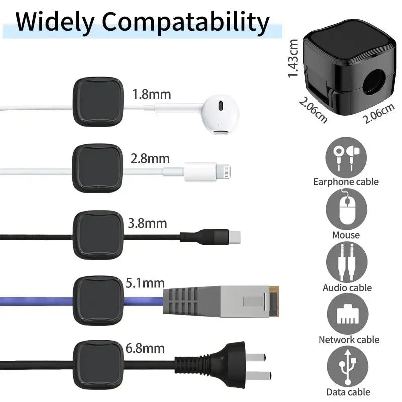 5/10 PCS Magnetic Cable Clips Cable Smooth Adjustable Cord Holder Under Desk Cable Management Wire Keeper Cable Organizer Holder - VibraStore