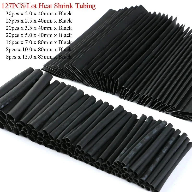 530/127pcs Heat Shrink Tubing Sleeves Polyolefin Set 2:1 Shrink Ratio for Wires Cables Multicolor Sleeves - VibraStore
