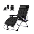 Zero Gravity Chair, Reclining Camping Lounge Chair For Indoor, Reclining Patio Chairs With Cup Holder Trays And Removable Cushion