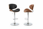 A Set Of 2 Rotating Bar Stools With Adjustable Height, PU Leather Decorative Chairs, Backrests And Footstools, And Anti-slip Rubber Bases