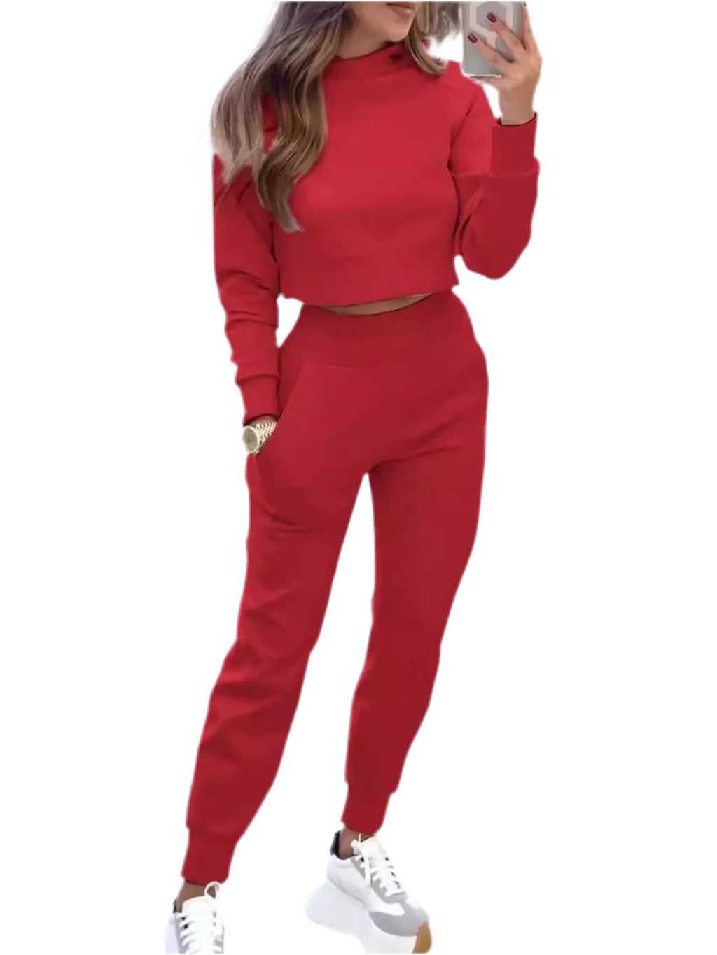 Casual Chic Cropped Sweatshirt and Jogger Set