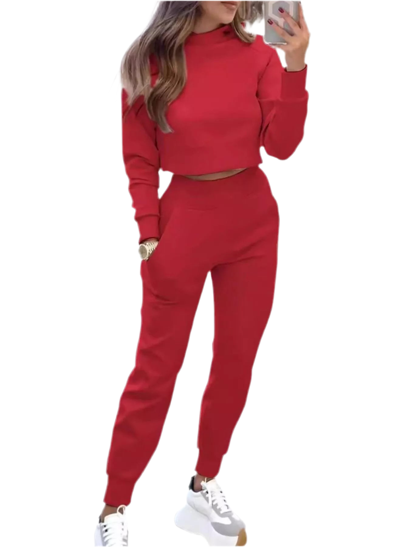 Casual Chic Cropped Sweatshirt and Jogger Set