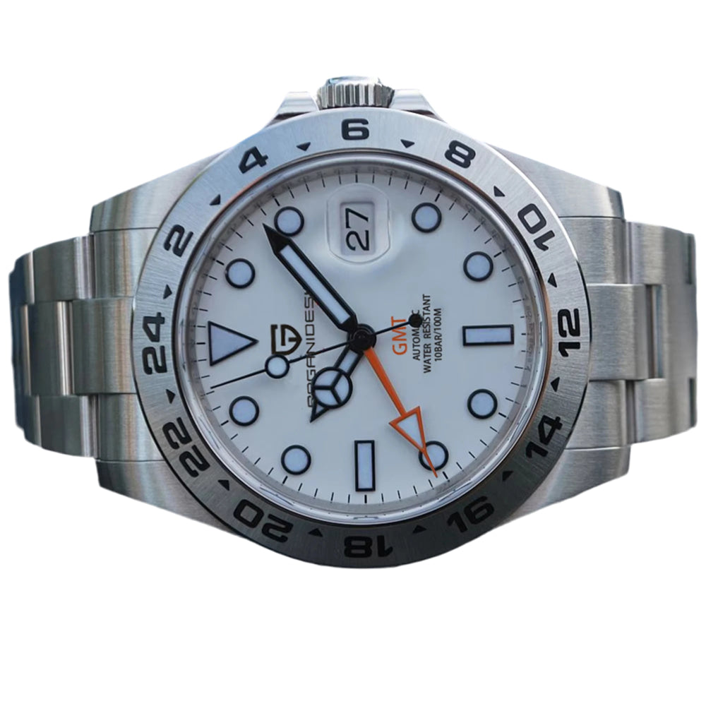 PAGANI Design 2025 nuevo Reloj GMT de 42MM, relojes mecánicos automáticos para Hombre, Reloj resistente al agua de acero inoxidable con zafiro, Reloj para Hombre