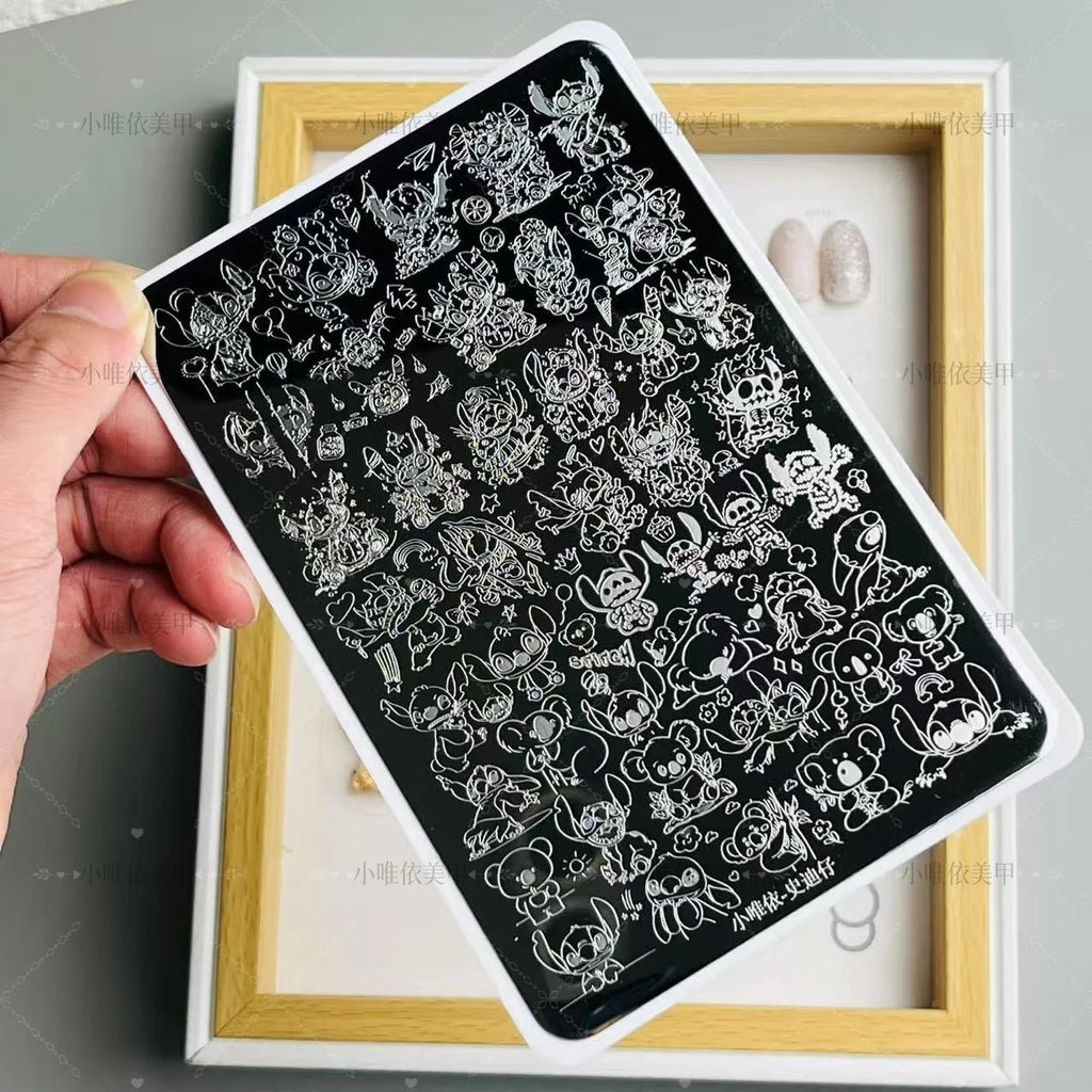 5D dibujos animados Hello kitty Nail Art placa de estampado pegatina lindo arco Kitty diseño grande plantilla de sello de impresión inoxidable herramientas de uñas - VibraStore