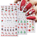 5D Navidad en relieve Nail Art pegatina copo de nieve Santa Claus adhesivo deslizante Año nuevo uñas calcomanías tallado manicura decoraciones y  Navidad - VibraStore