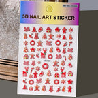5D Navidad en relieve Nail Art pegatina copo de nieve Santa Claus adhesivo deslizante Año nuevo uñas calcomanías tallado manicura decoraciones y  Navidad - VibraStore
