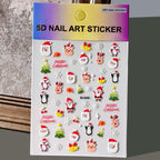 5D Navidad en relieve Nail Art pegatina copo de nieve Santa Claus adhesivo deslizante Año nuevo uñas calcomanías tallado manicura decoraciones y  Navidad - VibraStore