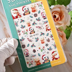 5D Navidad en relieve Nail Art pegatina copo de nieve Santa Claus adhesivo deslizante Año nuevo uñas calcomanías tallado manicura decoraciones y  Navidad - VibraStore