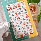 5D Navidad en relieve Nail Art pegatina copo de nieve Santa Claus adhesivo deslizante Año nuevo uñas calcomanías tallado manicura decoraciones y  Navidad - VibraStore