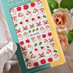 5D Navidad en relieve Nail Art pegatina copo de nieve Santa Claus adhesivo deslizante Año nuevo uñas calcomanías tallado manicura decoraciones y  Navidad - VibraStore