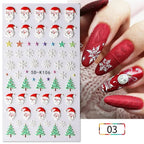 5D Navidad en relieve Nail Art pegatina copo de nieve Santa Claus adhesivo deslizante Año nuevo uñas calcomanías tallado manicura decoraciones y  Navidad - VibraStore