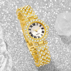 5pcs Elegant Rhinestone Women Watches Fashion Roma Dial Bracelet Band Quartz Wristwatch Jewelry Set Reloj Mujer（Without Box） - VibraStore