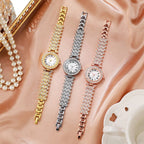 5pcs Elegant Rhinestone Women Watches Fashion Roma Dial Bracelet Band Quartz Wristwatch Jewelry Set Reloj Mujer（Without Box） - VibraStore