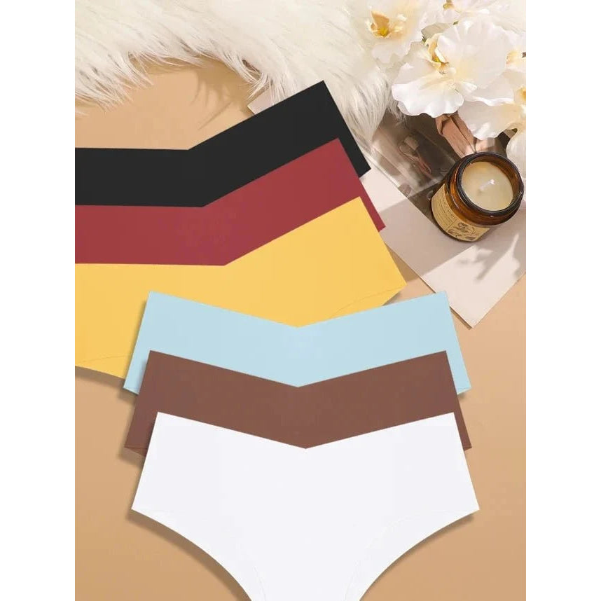 6 pcs bragas sin costuras para mujer, bragas ultrafinas de seda helada, ropa interior Sexy con cintura en V, lencería transpirable para mujer, calzoncillos de tiro bajo - VibraStore
