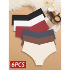 6 pcs bragas sin costuras para mujer, bragas ultrafinas de seda helada, ropa interior Sexy con cintura en V, lencería transpirable para mujer, calzoncillos de tiro bajo - VibraStore