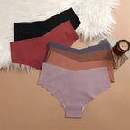 6 pcs bragas sin costuras para mujer, bragas ultrafinas de seda helada, ropa interior Sexy con cintura en V, lencería transpirable para mujer, calzoncillos de tiro bajo - VibraStore