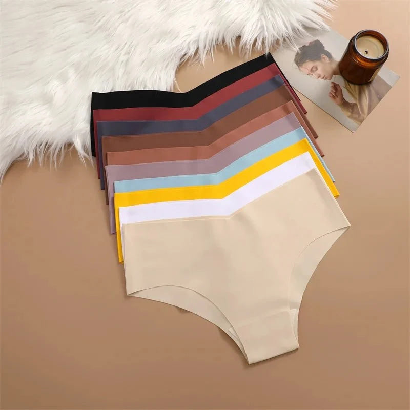 6 pcs bragas sin costuras para mujer, bragas ultrafinas de seda helada, ropa interior Sexy con cintura en V, lencería transpirable para mujer, calzoncillos de tiro bajo - VibraStore