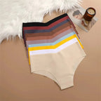 6 pcs bragas sin costuras para mujer, bragas ultrafinas de seda helada, ropa interior Sexy con cintura en V, lencería transpirable para mujer, calzoncillos de tiro bajo - VibraStore