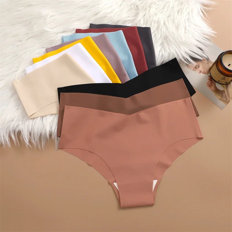 6 pcs bragas sin costuras para mujer, bragas ultrafinas de seda helada, ropa interior Sexy con cintura en V, lencería transpirable para mujer, calzoncillos de tiro bajo - VibraStore