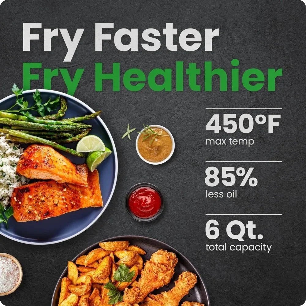 6 Quart Dual Basket Air Fryer Oven with Easy View Windows, Sync Finish, Hi - Fry, Auto Shutoff, 2 Independent - Best - VibraStore