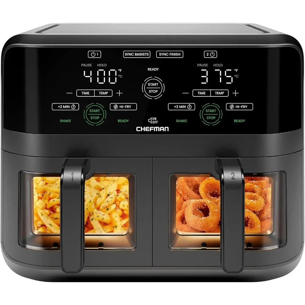 6 Quart Dual Basket Air Fryer Oven with Easy View Windows, Sync Finish, Hi - Fry, Auto Shutoff, 2 Independent - Best - VibraStore