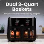 6 Quart Dual Basket Air Fryer Oven with Easy View Windows, Sync Finish, Hi - Fry, Auto Shutoff, 2 Independent - Best - VibraStore