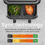 6 Quart Dual Basket Air Fryer Oven with Easy View Windows, Sync Finish, Hi - Fry, Auto Shutoff, 2 Independent - Best - VibraStore