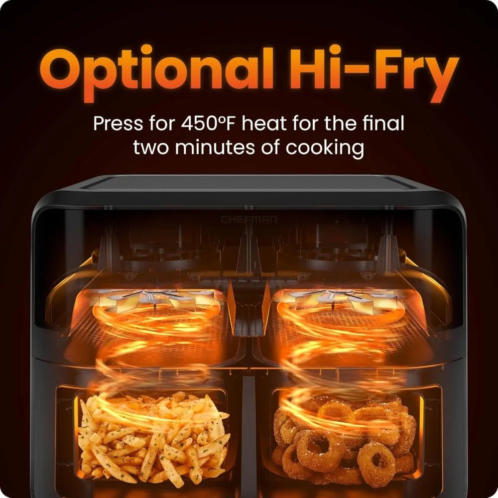 6 Quart Dual Basket Air Fryer Oven with Easy View Windows, Sync Finish, Hi - Fry, Auto Shutoff, 2 Independent - Best - VibraStore
