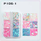 6 rejillas/juego de lentejuelas con purpurina para uñas, flor brillante, mariposa, corazón, pegatinas con purpurina para uñas para niñas, decoración artística para manicura DIY - VibraStore